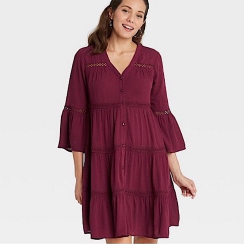 XL LNG Sleeve Button Dress